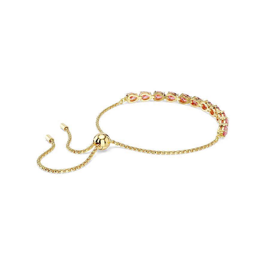 Swarovski Armband aus goldfarbenem Metall mit rosa Kristallen in Tropfenform.