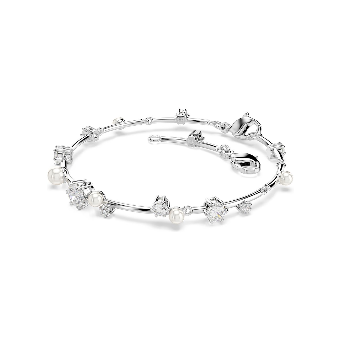 Swarovski armband van metaal met kristallen en parels.