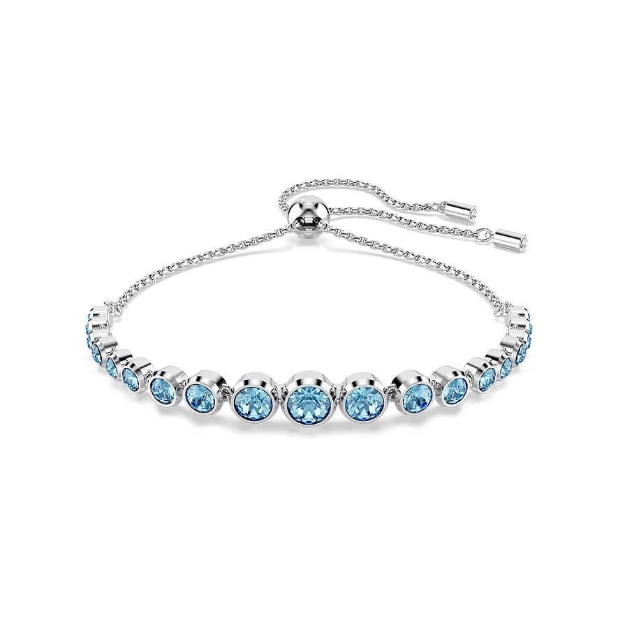 Swarovski Armband aus Metall mit blauen Steinen.