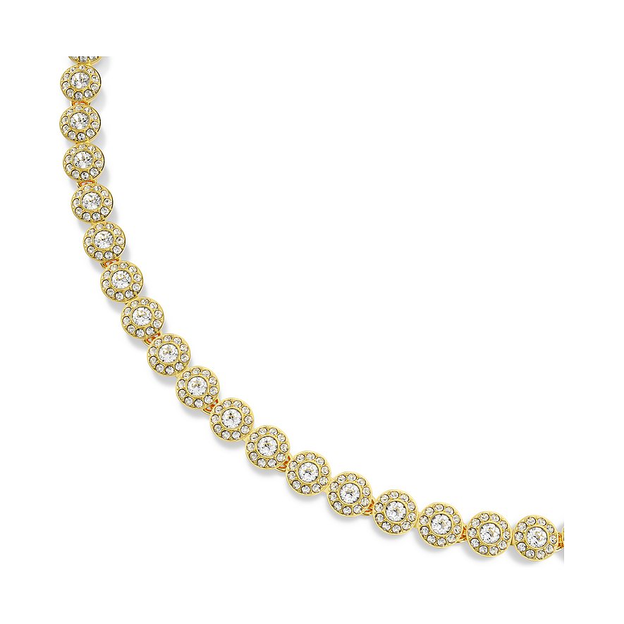 Swarovski Armband aus Metall mit Kristallen, goldfarben, mit runden Anhängern.