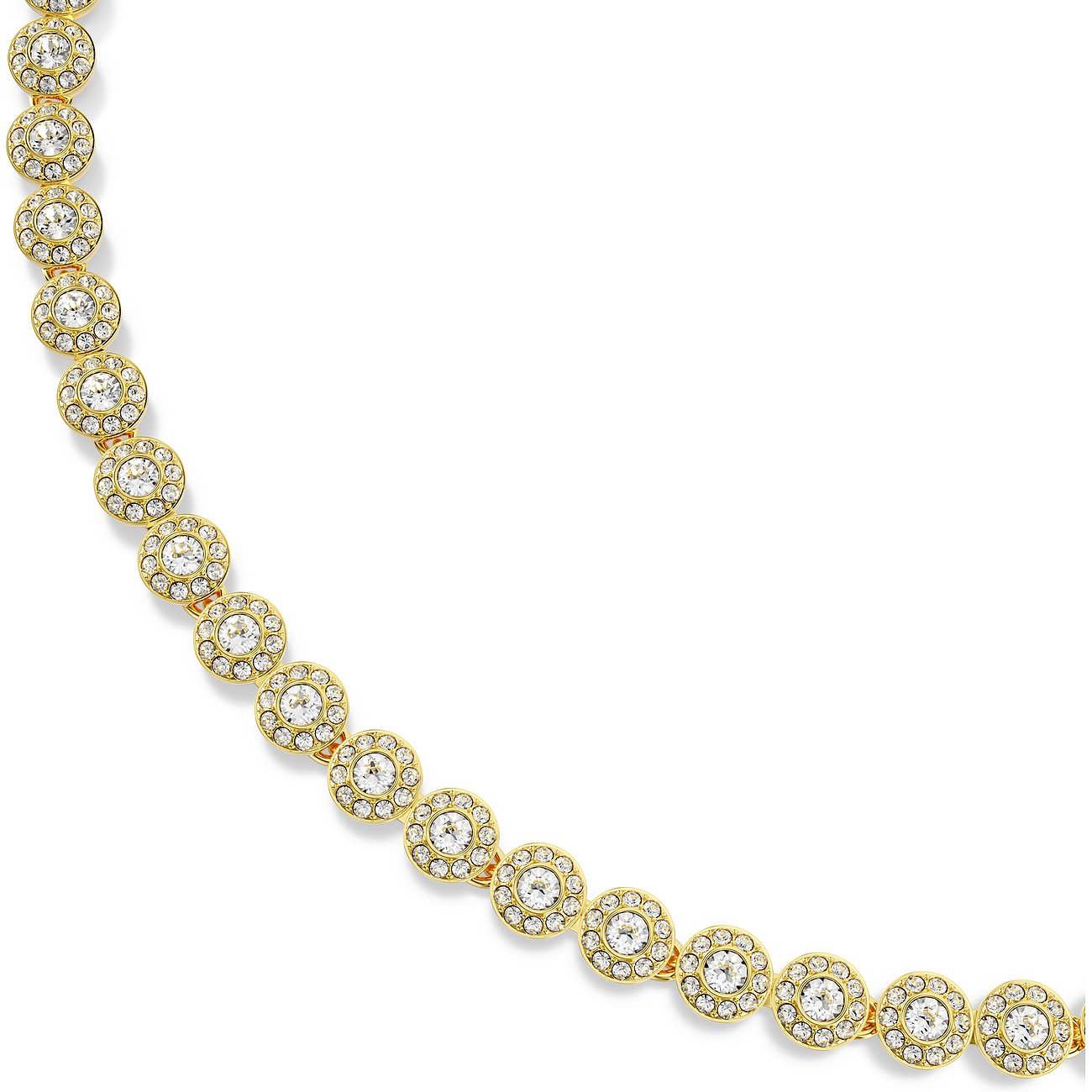 Swarovski Armband aus Metall mit Kristallen, goldfarben, mit runden Anhängern.
