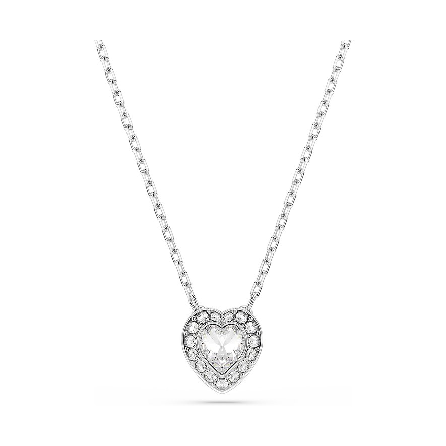 Swarovski metalen ketting met kristallen, hartvormige hanger.