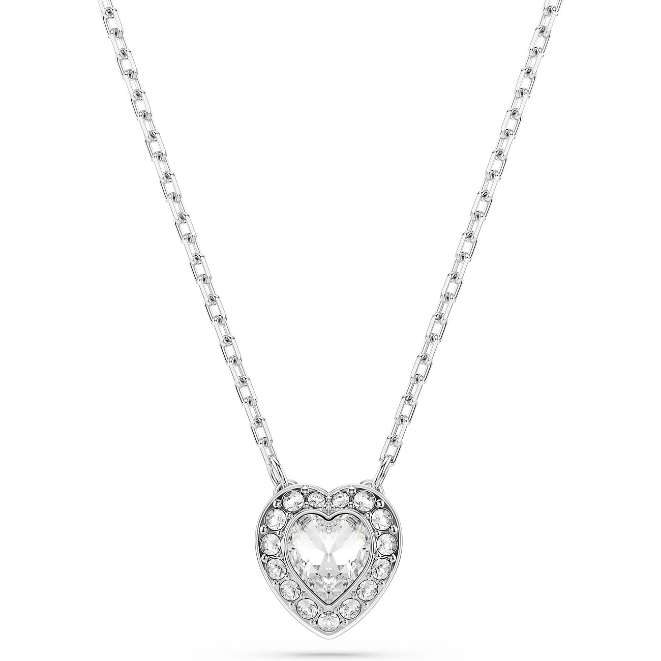 Swarovski metalen ketting met kristallen, hartvormige hanger.