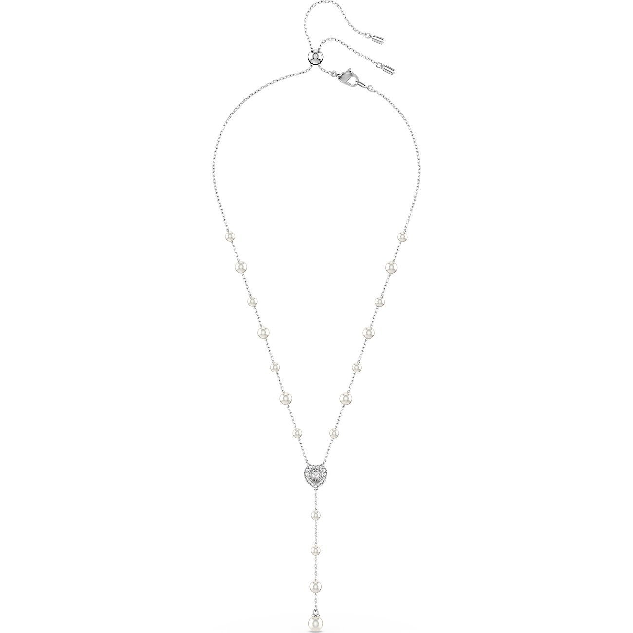 Swarovski Halskette aus Metall mit Kristallen, Herz-Anhänger und Perlen.