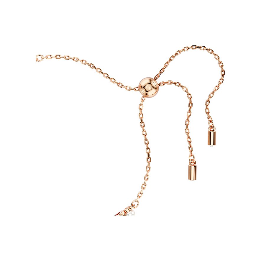 Swarovski Armband aus rosévergoldetem Metall mit Kristallen und Perlen.