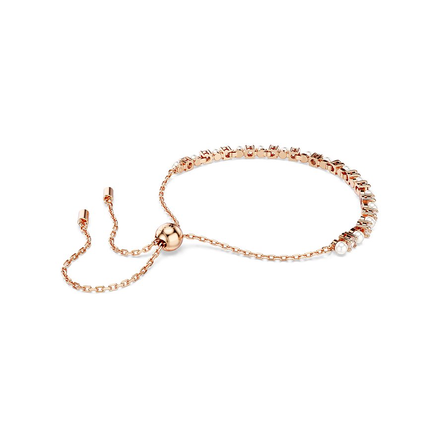 Swarovski Armband aus rosévergoldetem Metall mit Kristallen und Perlen.