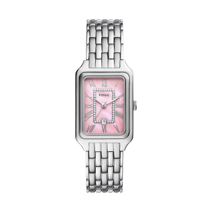Fossil Damenuhr RAQUEL ES5401, Damen, Edelstahl, Armband: Edelstahl, Quarz, analog