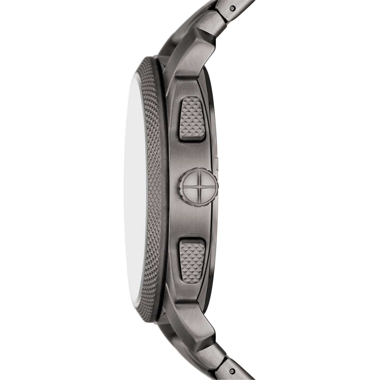 Fossil Herrenuhr mit Edelstahlgehäuse und gerändelter Lünette.