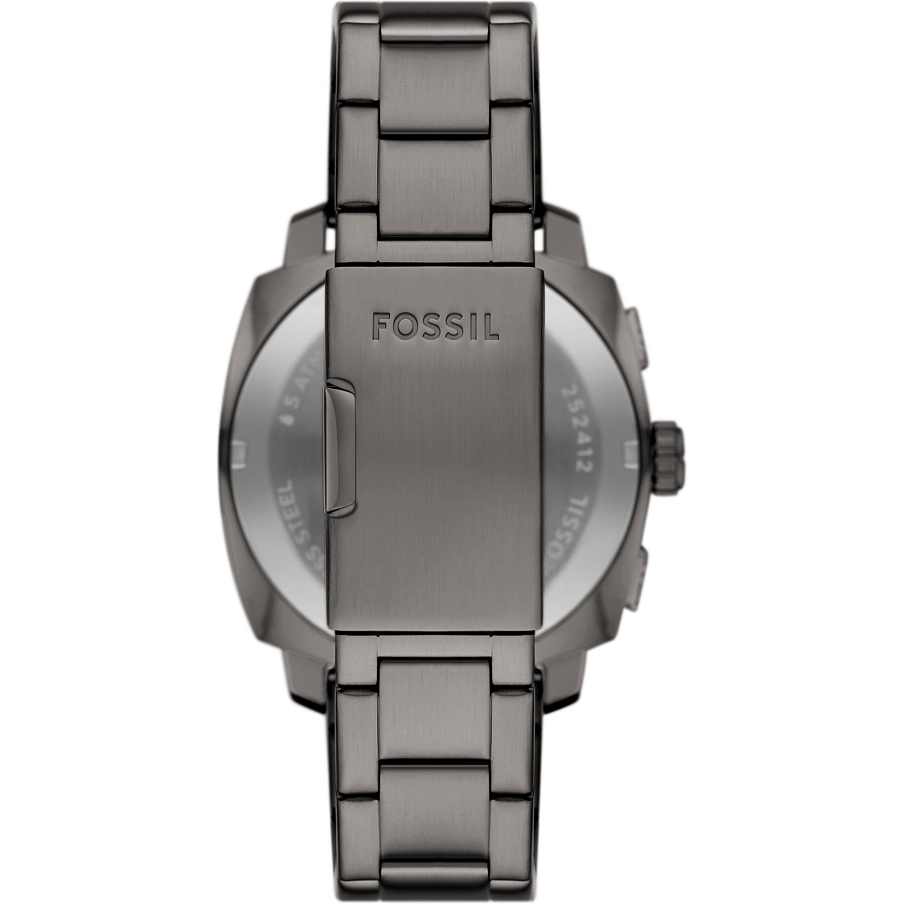 Fossil Herrenuhr mit Edelstahlgehäuse und Gliederarmband.