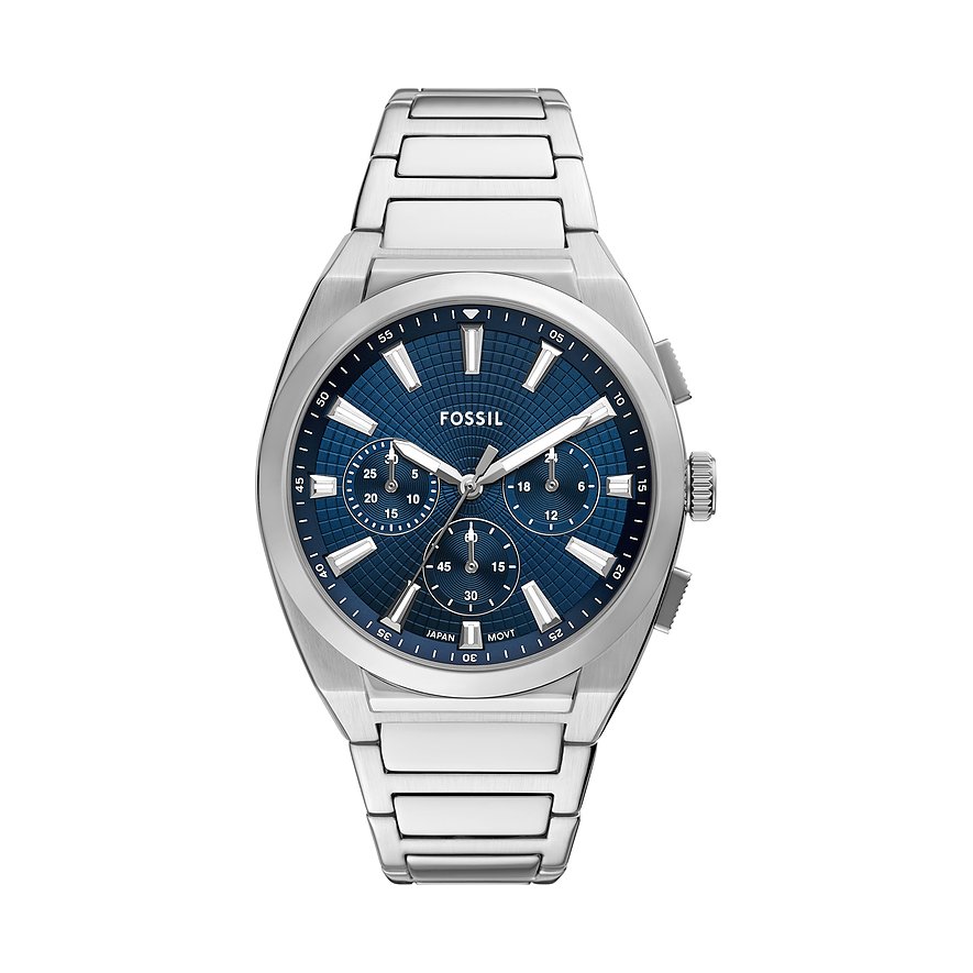 Fossil Chronograph EVERETT FS6104, Herren, Edelstahl, Armband: Edelstahl, Quarz, analog