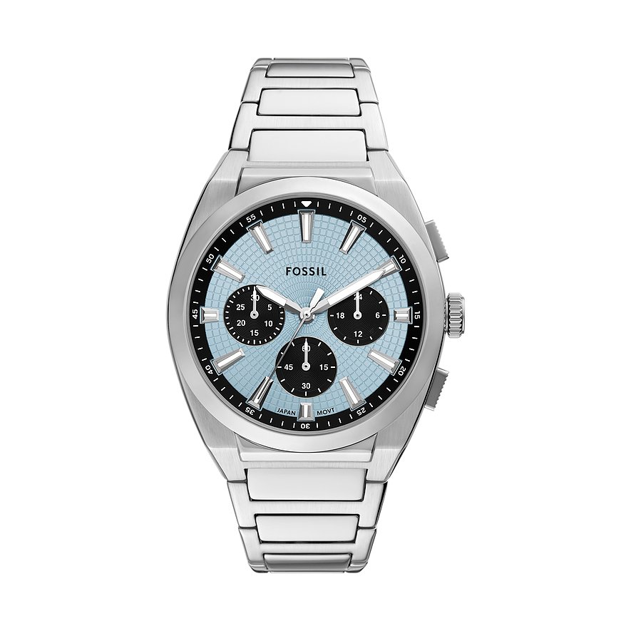 Fossil Chronograph EVERETT FS6105, Herren, Edelstahl, Armband: Edelstahl, Quarz, analog