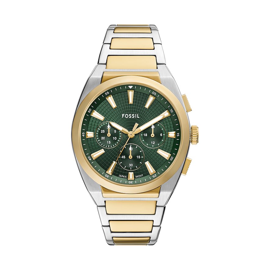 Fossil Chronograph EVERETT FS6106, Herren, Edelstahl, Armband: Edelstahl, Quarz, analog