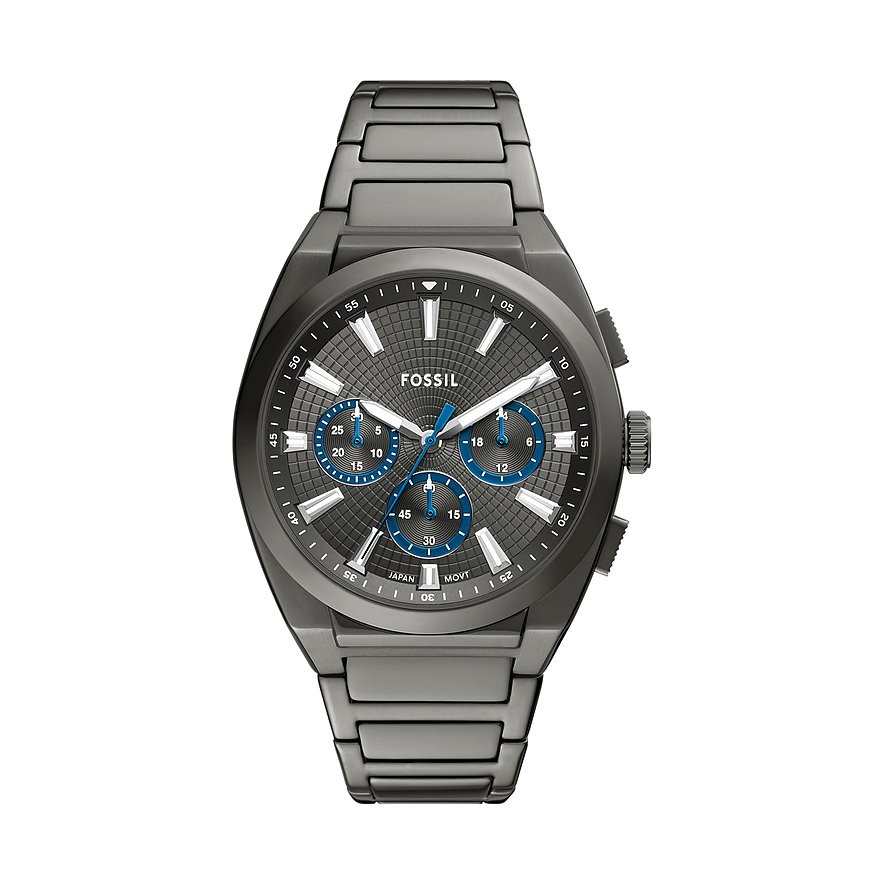 Fossil Chronograph EVERETT FS6107, Herren, Edelstahl, Armband: Edelstahl, Quarz, analog