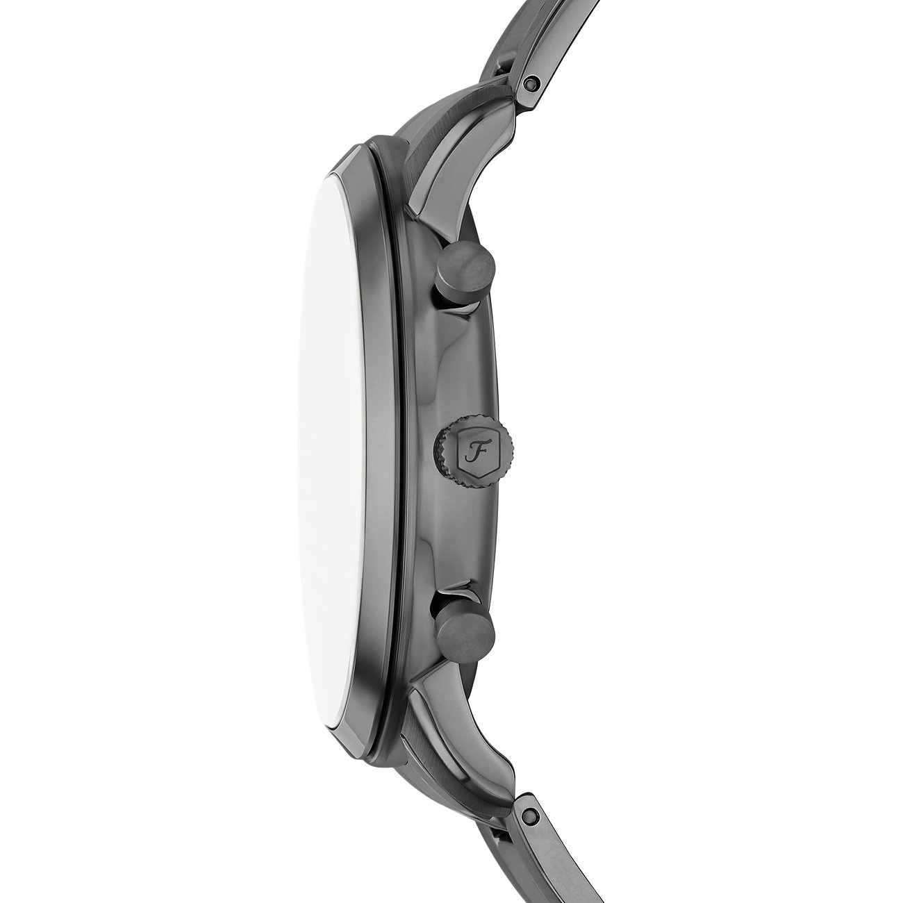 Fossil Herrenuhr mit Edelstahlgehäuse, analoge Anzeige und Krone mit Logo.