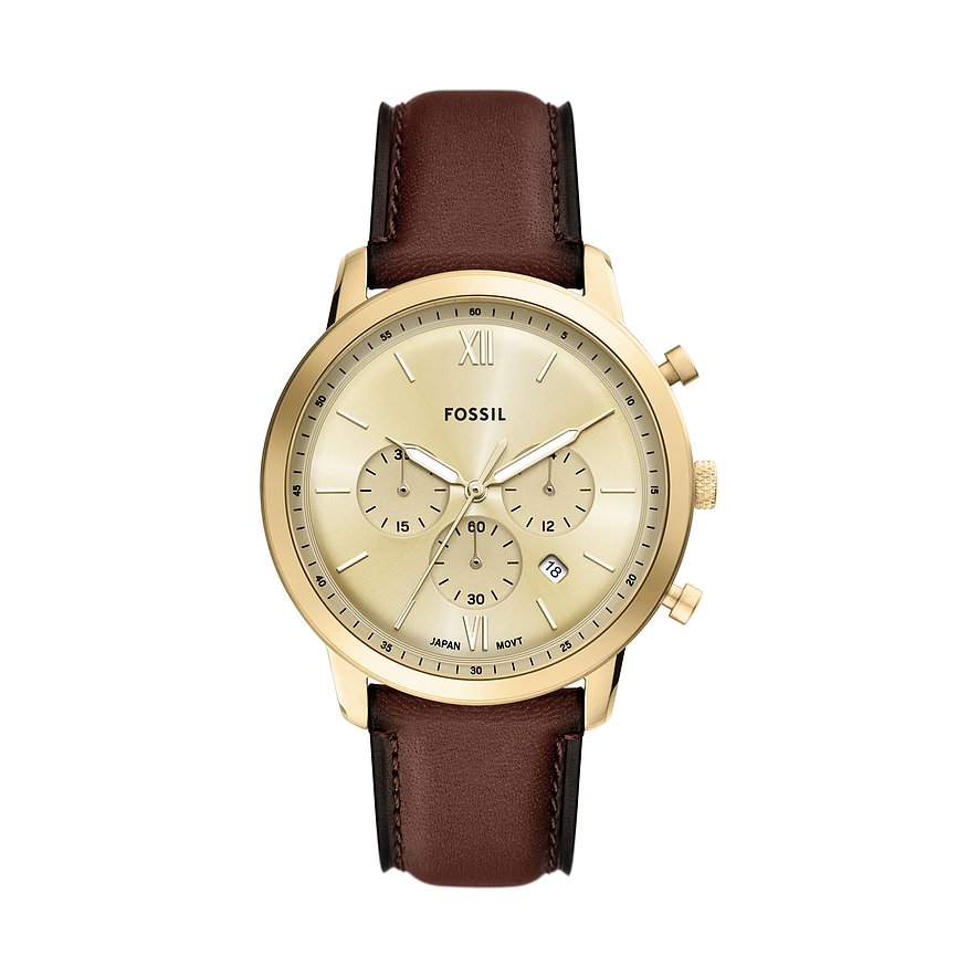 Fossil Chronograph NEUTRA FS6113, Herren, Edelstahl, Armband: Leder, Quarz, analog