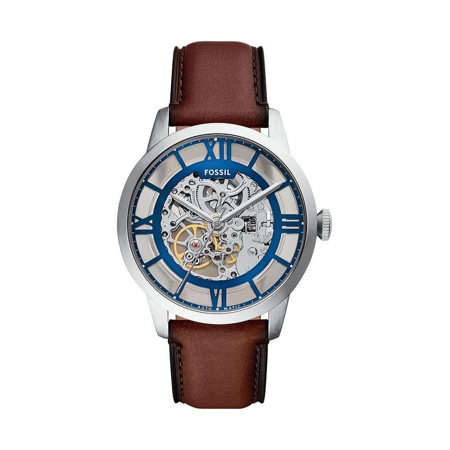 Fossil Herrenuhr TOWNSMAN ME3267, Herren, Edelstahl, Armband: Leder, Automatik, analog
