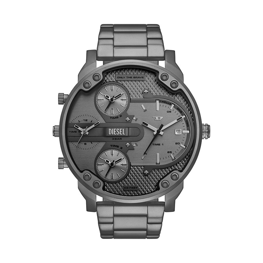 Diesel Herrenuhr MR. DADDY SLIM DZ7487, Herren, Edelstahl, Armband: Edelstahl, Quarz, analog