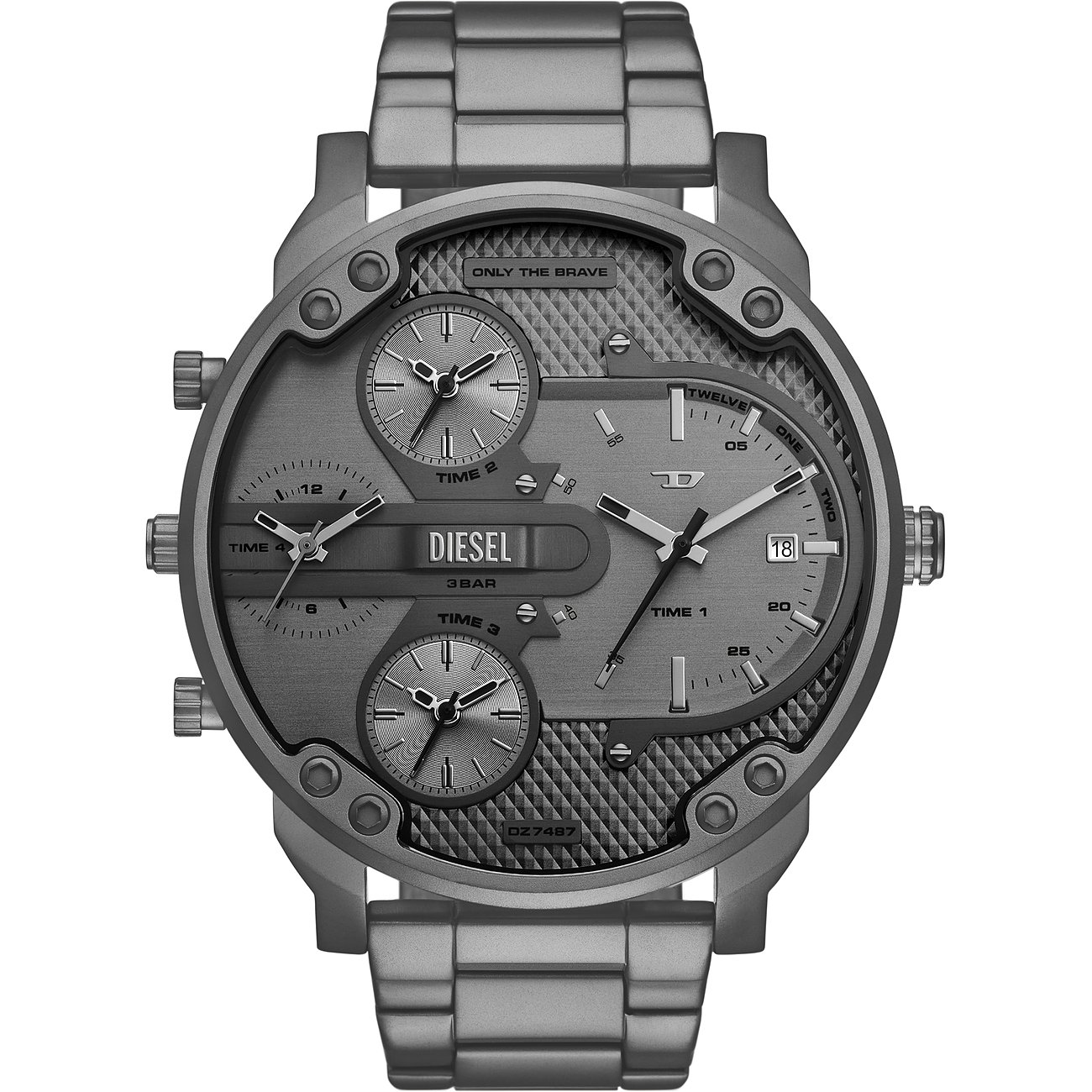 Montre Diesel pour homme avec boîtier en acier inoxydable et affichage analogique.
