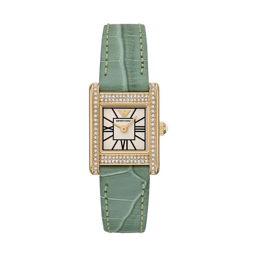 Emporio Armani Damenuhr AR11661, Damen, Edelstahl, Armband: Leder, Quarz, analog