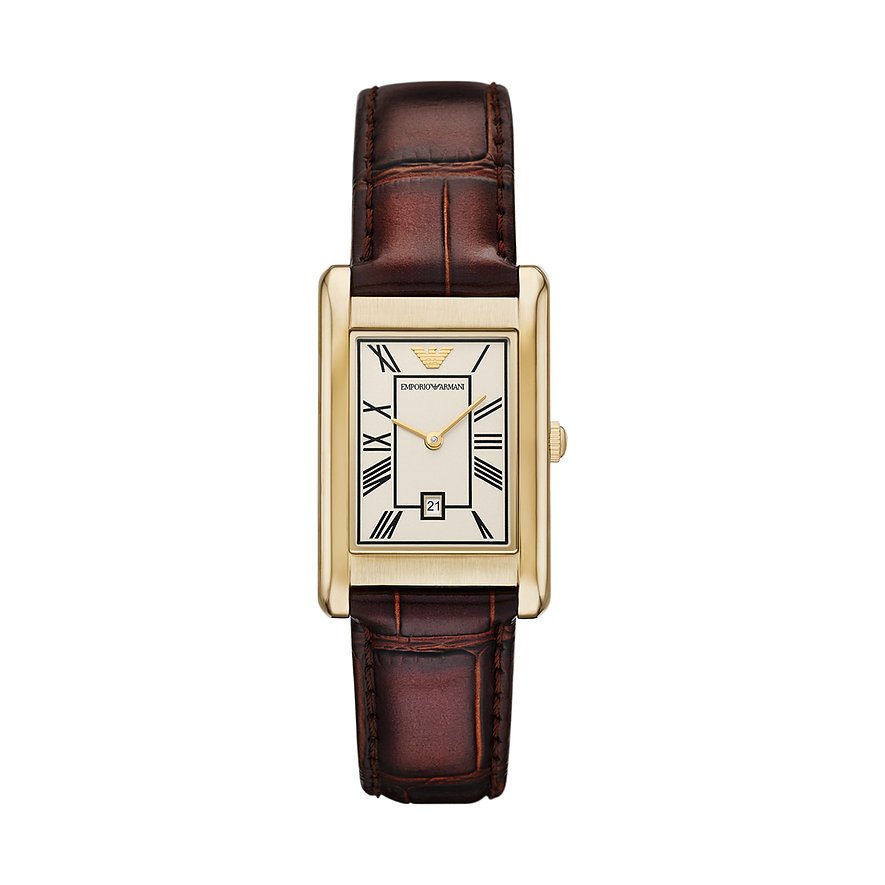 Emporio Armani Herrenuhr AR11665, Herren, Edelstahl, Armband: Leder, Quarz, analog