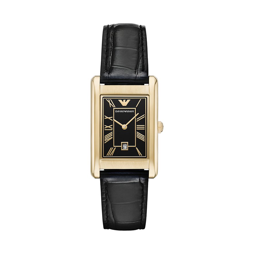 Emporio Armani Herrenuhr AR11666, Herren, Edelstahl, Armband: Leder, Quarz, analog
