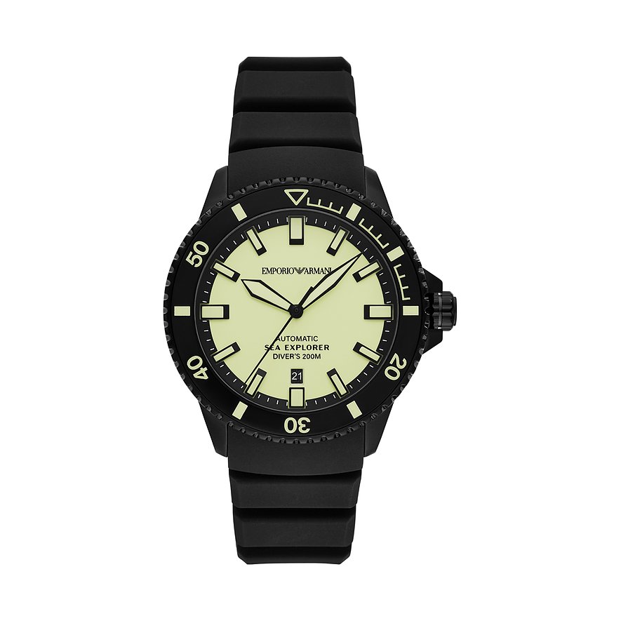 Emporio Armani Herrenuhr AR60085, Herren, Edelstahl, Armband: Silikon, Automatik, analog