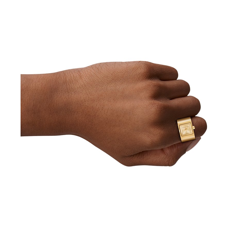 Michael Kors damklocka med rektangulärt fodral i rostfritt stål och analog display.