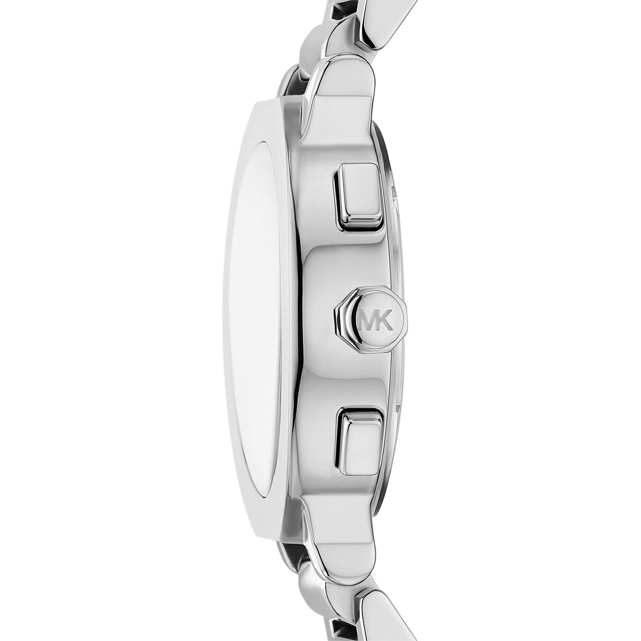 Michael Kors Damenuhr mit Edelstahlgehäuse und silberfarbenem Gehäuse.