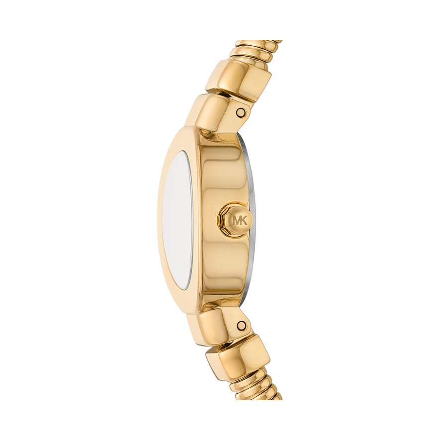 Orologio da donna Michael Kors con cassa in acciaio inossidabile color oro e quadrante bianco.
