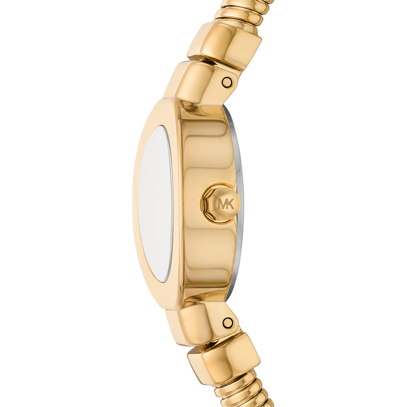 Orologio da donna Michael Kors con cassa in acciaio inossidabile color oro e quadrante bianco.