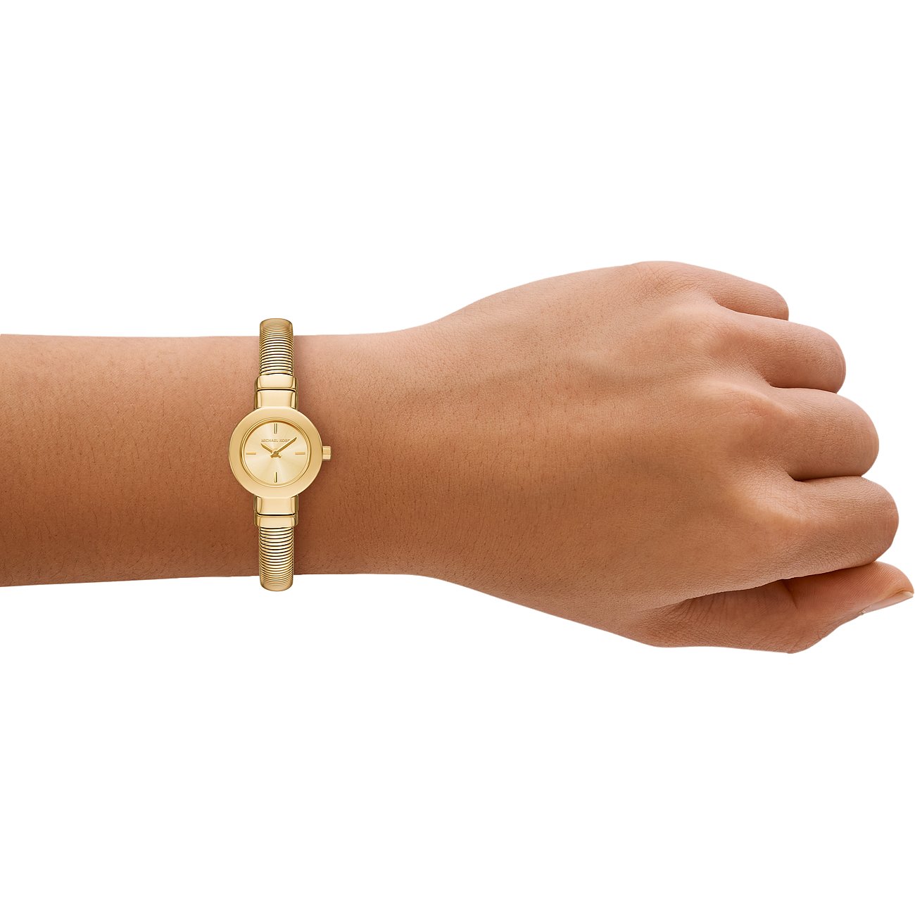 Orologio da donna Michael Kors con cassa in acciaio inossidabile color oro e display analogico.