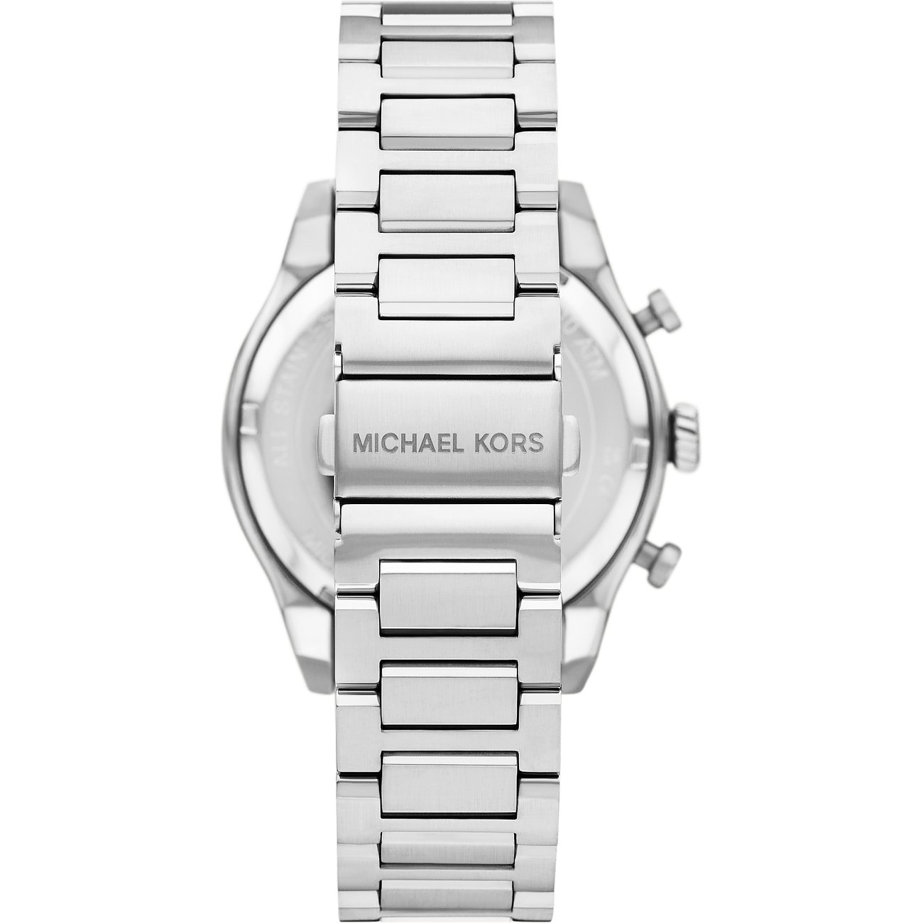 Michael Kors Herrenuhr aus Edelstahl mit silberfarbenem Gehäuse und Armband.