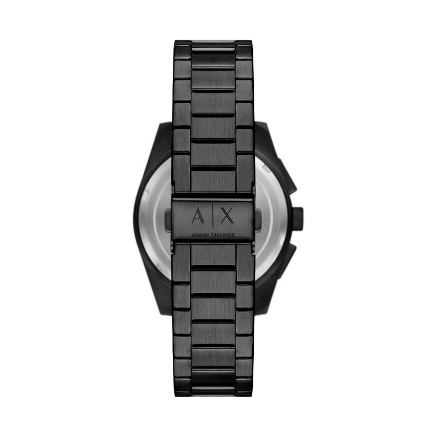 Armani Exchange Herrenuhr mit Edelstahlgehäuse, schwarzes Armband.
