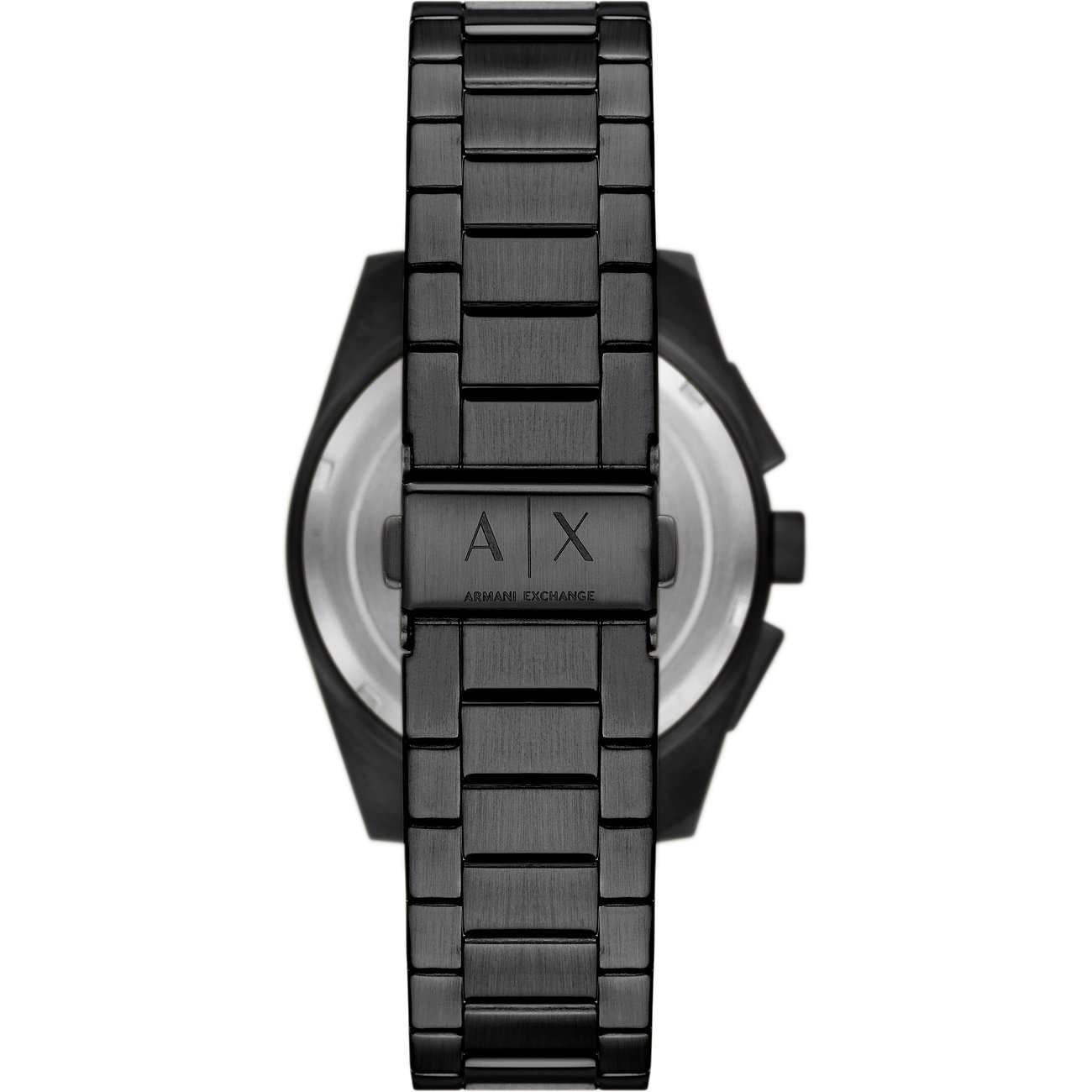 Armani Exchange Herrenuhr mit Edelstahlgehäuse, schwarzes Armband.