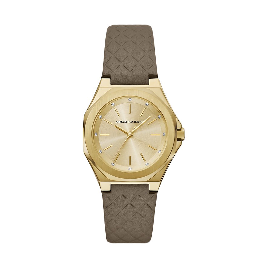 Armani Exchange Damenuhr AX4617, Damen, Edelstahl, Armband: Leder, Quarz, analog