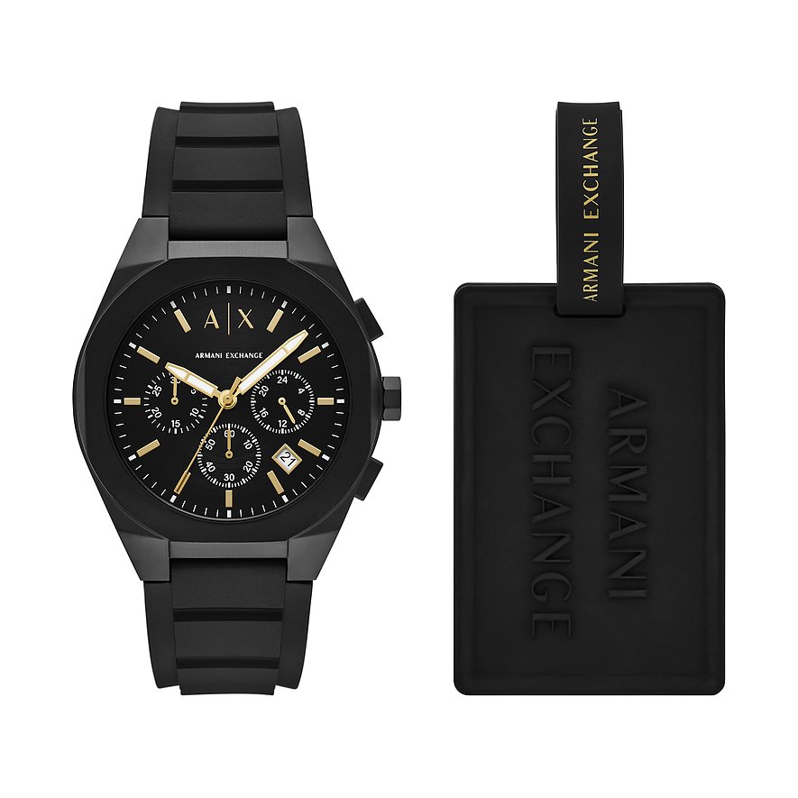 Armani Exchange Uhren-Set AX7165SET, Damen, Edelstahl, Armband: Silikon, Quarz, analog