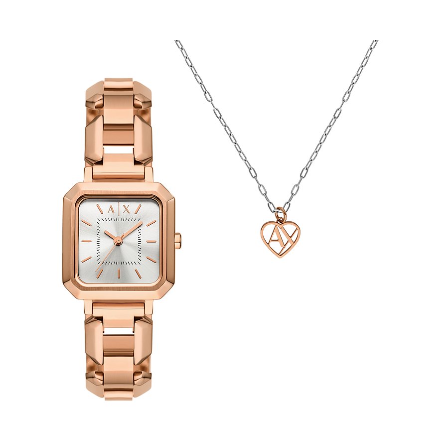 Armani Exchange Uhren-Set AX7167SET, Damen, Edelstahl, Armband: Edelstahl, Quarz, analog
