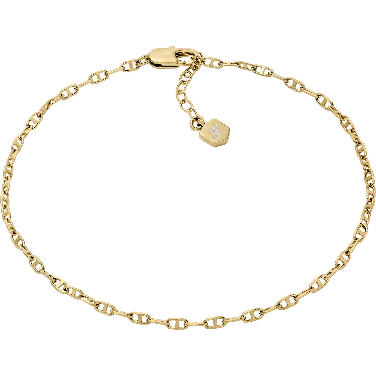 Fossil Ankerkette aus Metall, goldfarben.