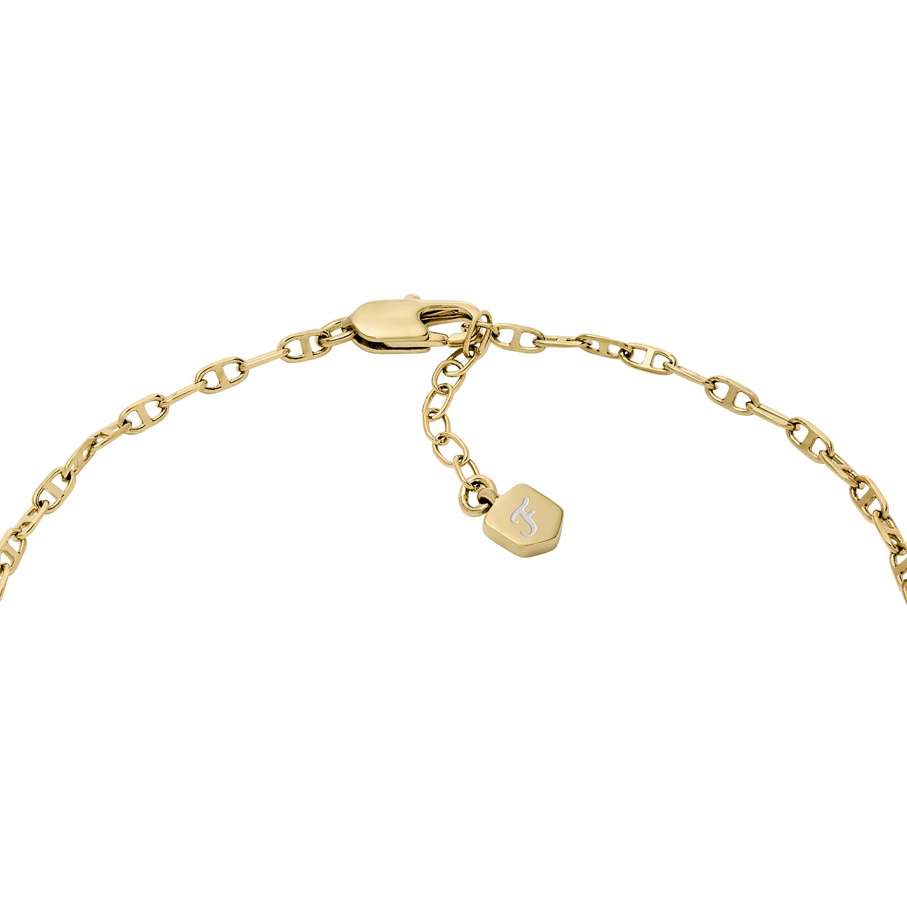 Fossil Armband aus Metall mit Anker-Gliederkette und Anhänger.