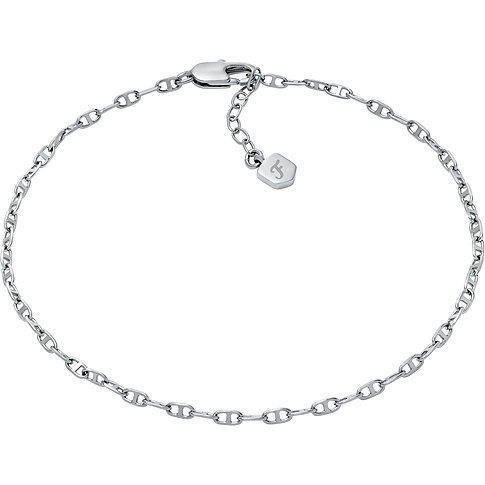 Fossil Fußkette aus Metall mit Anker-Gliedern und Logo-Anhänger.