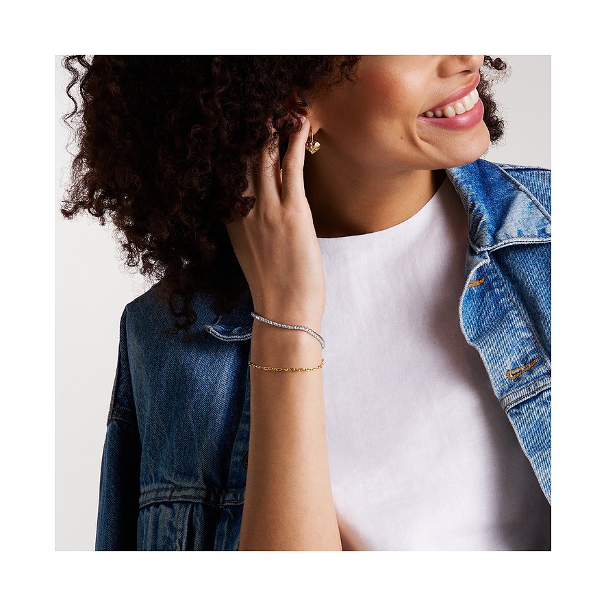 Fossil Damearmbånd i rustfrit stål med glassten.