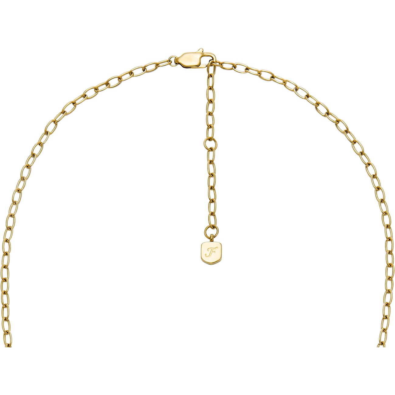 Collier Fossil en acier inoxydable avec pierre de verre.