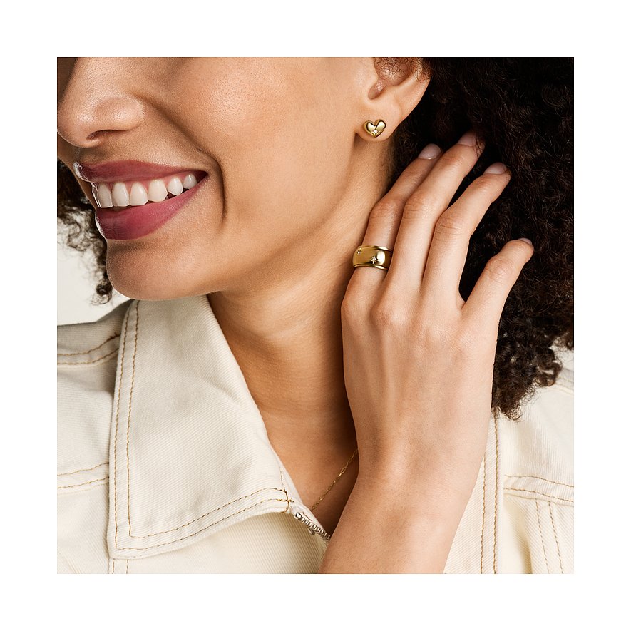 Fossil Ohrstecker aus Edelstahl mit Glasstein.