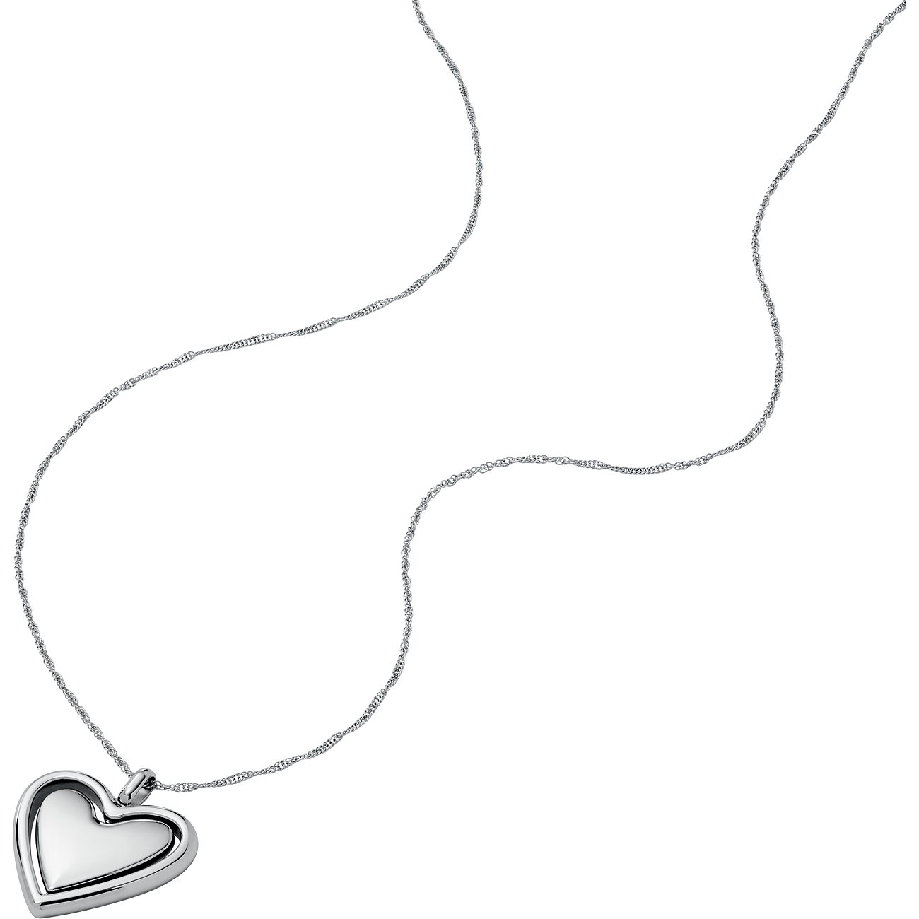 Fossil Damen-Halskette aus Edelstahl mit Herzanhänger und feiner Kette.