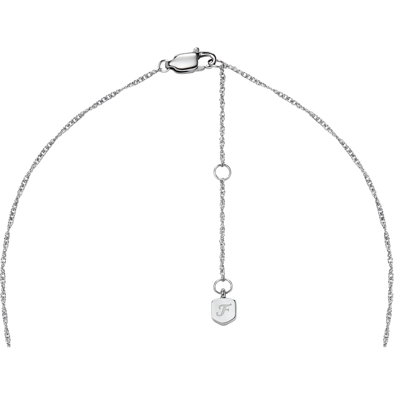 Fossil Kette aus Edelstahl mit Anhänger und Karabinerverschluss.