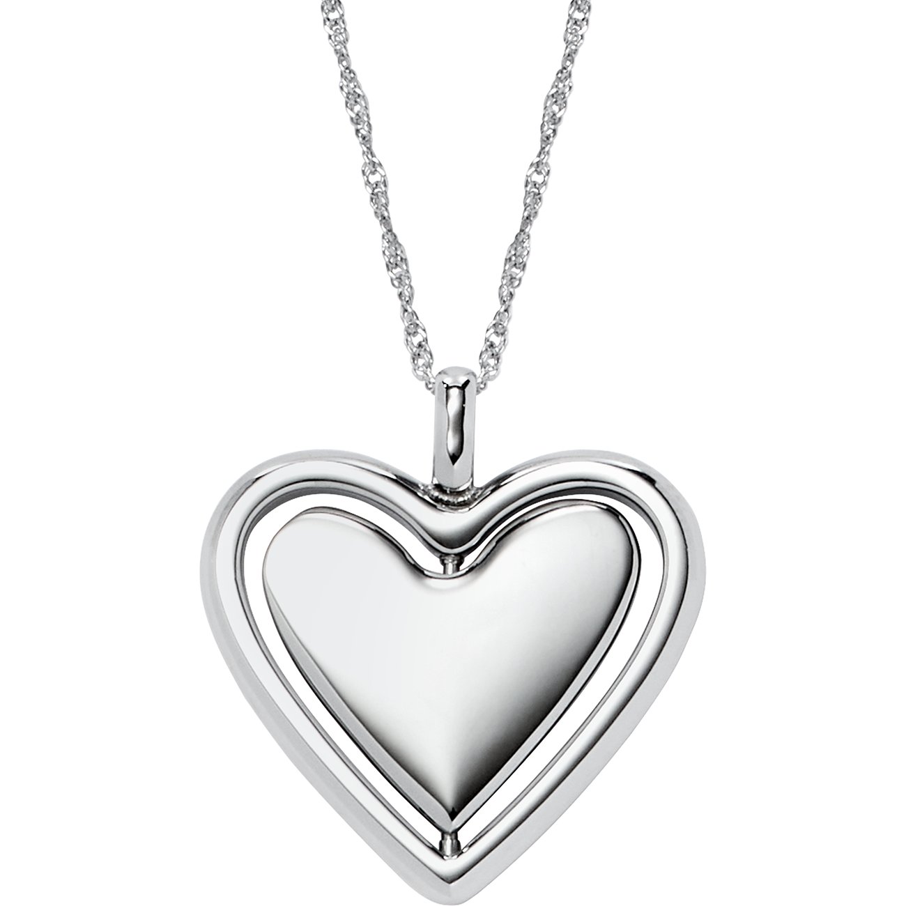 Fossil Halsschmuck aus Edelstahl, Herzanhänger mit Glanz.