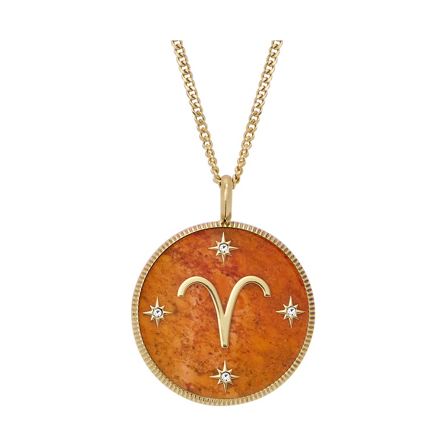 Fossil Kette JEWELRY, Carneol, Damen, Edelstahl, gold
