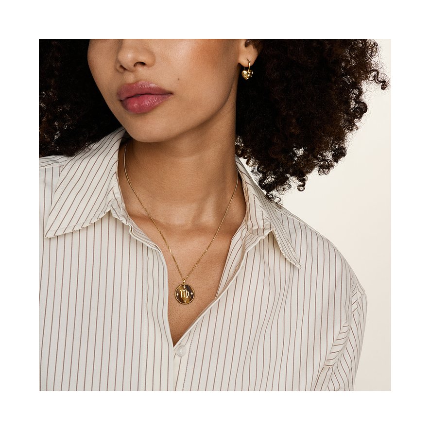 Fossil Sternzeichen-Anhänger aus Edelstahl mit Tigerauge und Sternen.