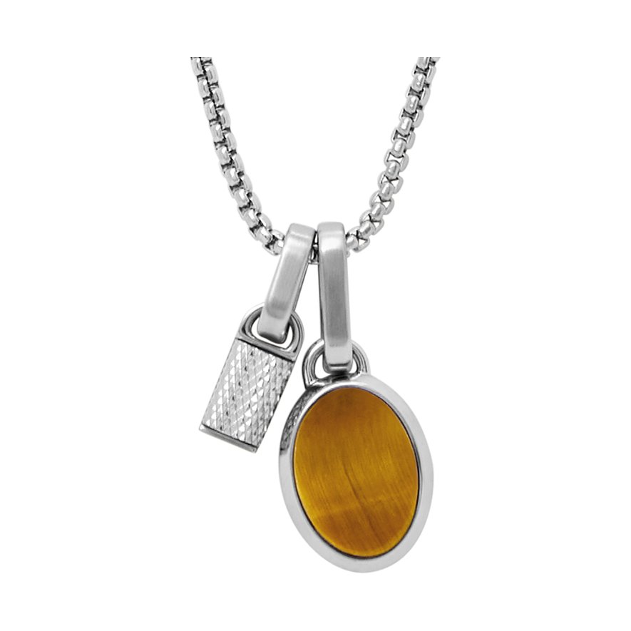 Fossil Kette JEWELRY, Tigerauge, Herren, Edelstahl, silber