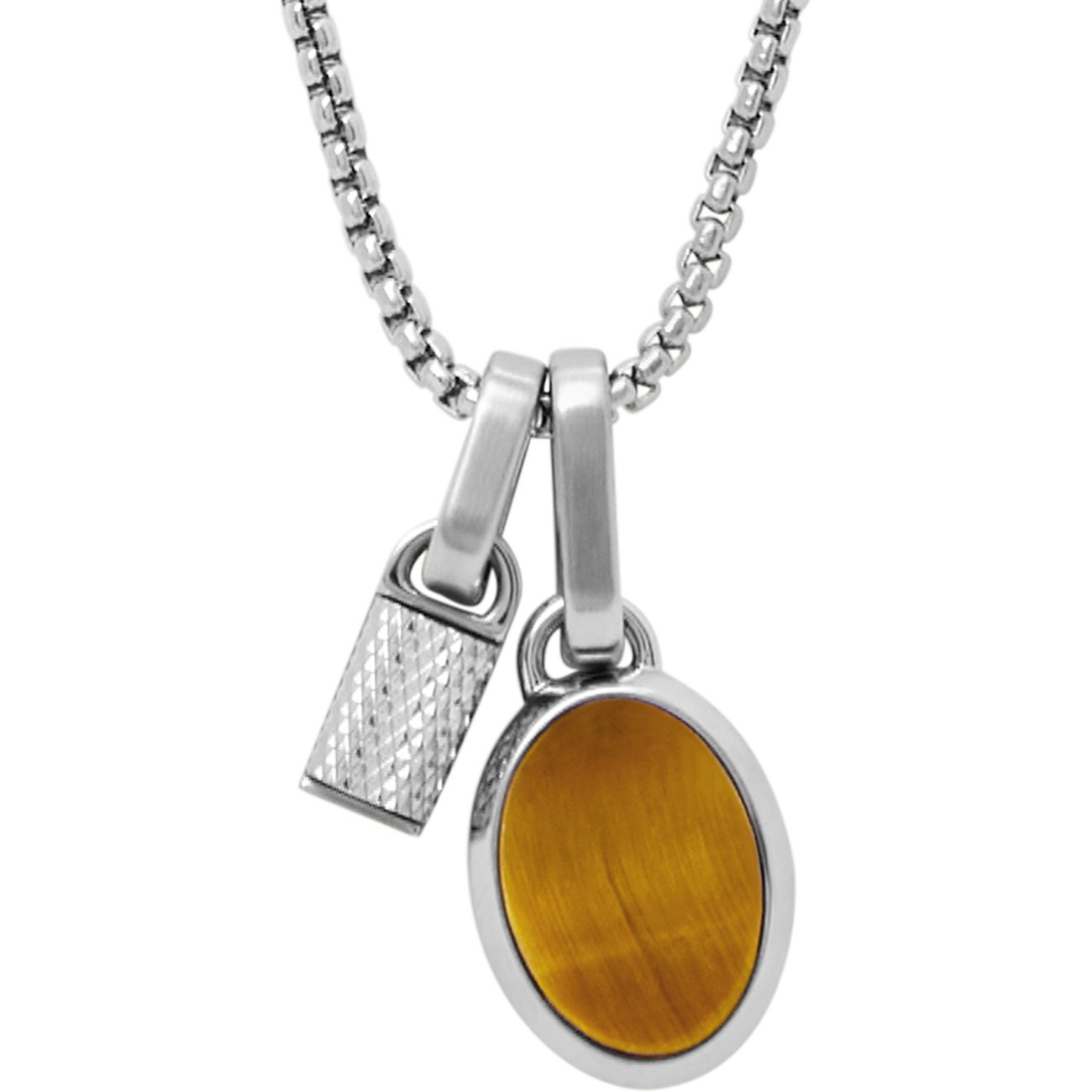 Fossil Halsschmuck aus Edelstahl mit Tigerauge.